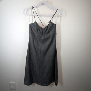 NWT California Concepts Gray Metallic Y2K Empire Waist Dress Size Medium Vintage